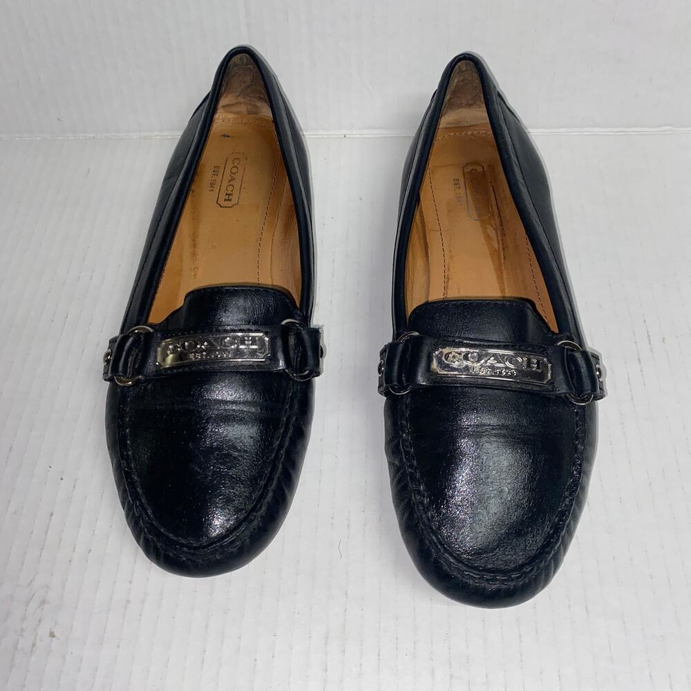 Coach Black Leather Felisha Slip-On Loafer Flat Dress Shoes Women's Size 7